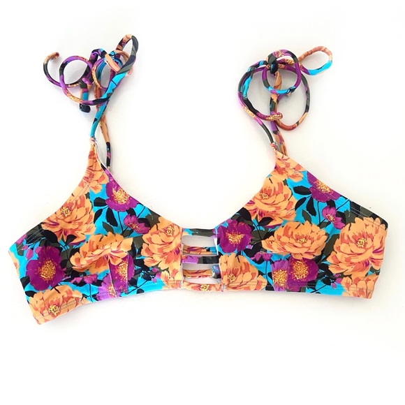 Urban Outfitters Winnie Orange Floral Bikini Top - Picture 3 of 10